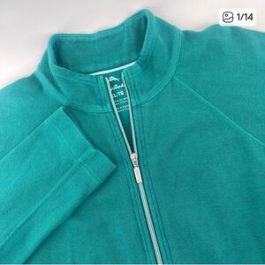 Tommy Bahama Full Zip Green Cotton Blend Ribbed Jacket XL Front Pockets